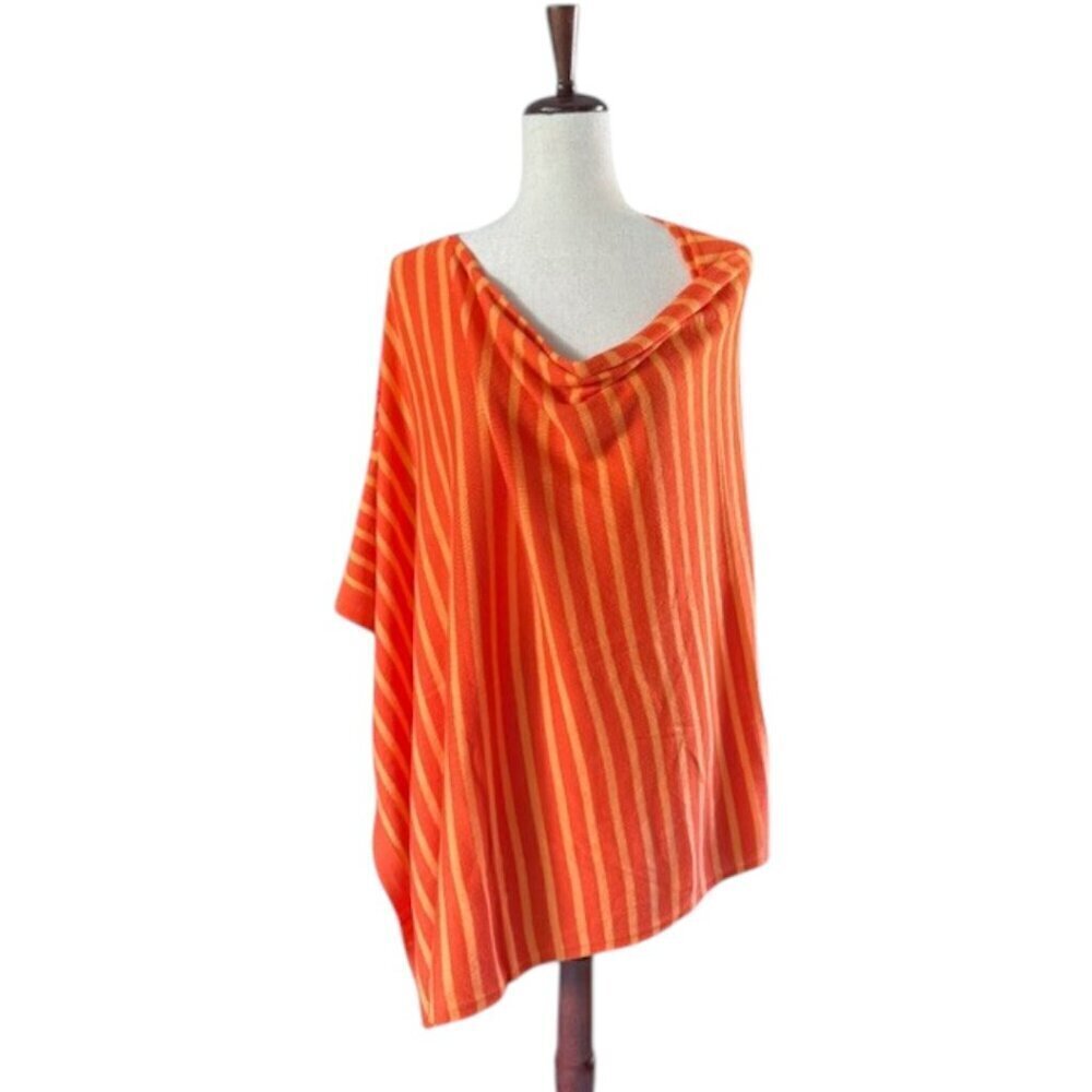 Caroline Grace Melon Orange Alashan Cashmere Blend Poncho Cape Dress Topper NWOT
